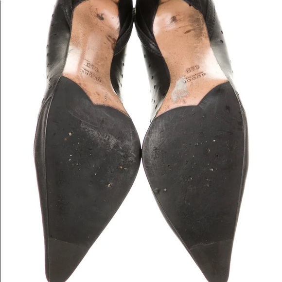 Gucci Perforated Calf Leather GG Metallic Logo Pumps - Picture 5 of 5